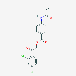 molecular formula C18H15Cl2NO4 B338717 2-(2,4-Dichlorophenyl)-2-oxoethyl 4-(propionylamino)benzoate 