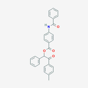 molecular formula C29H23NO4 B338721 2-(4-Methylphenyl)-2-oxo-1-phenylethyl 4-(benzoylamino)benzoate 