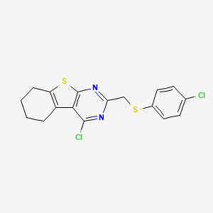 molecular formula C17H14Cl2N2S2 B3387215 4-Chloro-2-{[(4-chlorophenyl)thio]methyl}-5,6,7,8-tetrahydro[1]benzothieno[2,3-d]pyrimidine CAS No. 794582-31-3