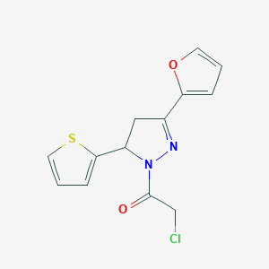 molecular formula C13H11ClN2O2S B3387250 2-chloro-1-[3-(furan-2-yl)-5-(thiophen-2-yl)-4,5-dihydro-1H-pyrazol-1-yl]ethan-1-one CAS No. 796106-54-2