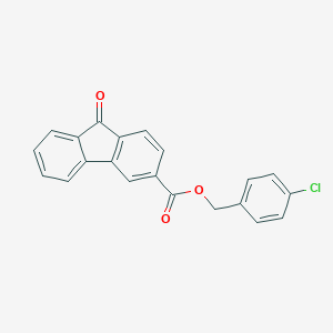 molecular formula C21H13ClO3 B338753 4-chlorobenzyl 9-oxo-9H-fluorene-3-carboxylate 