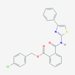 molecular formula C24H17ClN2O3S B338757 4-Chlorobenzyl 2-{[(4-phenyl-1,3-thiazol-2-yl)amino]carbonyl}benzoate 