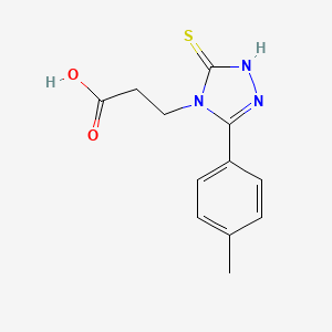molecular formula C12H13N3O2S B3387620 3-[3-(4-methylphenyl)-5-sulfanyl-4H-1,2,4-triazol-4-yl]propanoic acid CAS No. 847783-63-5