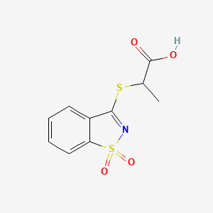 molecular formula C10H9NO4S2 B3387637 2-[(1,1-Dioxido-1,2-benzisothiazol-3-yl)thio]propanoic acid CAS No. 848179-09-9