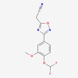 molecular formula C12H9F2N3O3 B3387845 2-{3-[4-(Difluoromethoxy)-3-methoxyphenyl]-1,2,4-oxadiazol-5-yl}acetonitrile CAS No. 852399-91-8