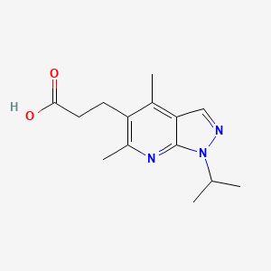 molecular formula C14H19N3O2 B3387895 3-[4,6-dimethyl-1-(propan-2-yl)-1H-pyrazolo[3,4-b]pyridin-5-yl]propanoic acid CAS No. 853574-49-9