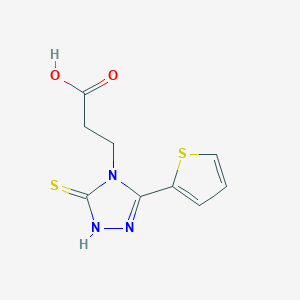 molecular formula C9H9N3O2S2 B3387931 3-[3-sulfanyl-5-(thiophen-2-yl)-4H-1,2,4-triazol-4-yl]propanoic acid CAS No. 854137-70-5
