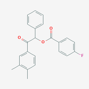 molecular formula C23H19FO3 B338805 2-(3,4-Dimethylphenyl)-2-oxo-1-phenylethyl 4-fluorobenzoate 