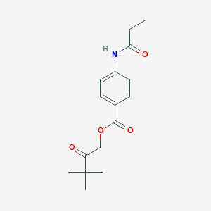 molecular formula C16H21NO4 B338812 3,3-Dimethyl-2-oxobutyl 4-(propionylamino)benzoate 