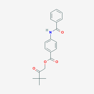molecular formula C20H21NO4 B338813 3,3-Dimethyl-2-oxobutyl 4-(benzoylamino)benzoate 