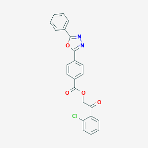 molecular formula C23H15ClN2O4 B338832 2-(2-Chlorophenyl)-2-oxoethyl 4-(5-phenyl-1,3,4-oxadiazol-2-yl)benzoate 