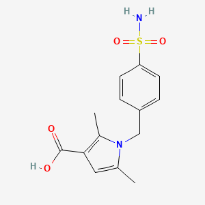 molecular formula C14H16N2O4S B3388340 2,5-dimethyl-1-[(4-sulfamoylphenyl)methyl]-1H-pyrrole-3-carboxylic acid CAS No. 871217-38-8