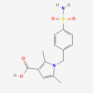 molecular formula C14H16N2O4S B3388340 2,5-二甲基-1-[(4-磺酰胺基苯基)甲基]-1H-吡咯-3-羧酸 CAS No. 871217-38-8