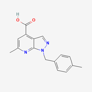 molecular formula C16H15N3O2 B3388366 6-methyl-1-[(4-methylphenyl)methyl]-1H-pyrazolo[3,4-b]pyridine-4-carboxylic acid CAS No. 871548-24-2