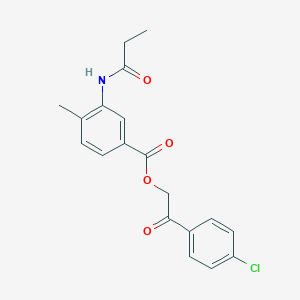 molecular formula C19H18ClNO4 B338849 2-(4-Chlorophenyl)-2-oxoethyl 4-methyl-3-(propanoylamino)benzoate 