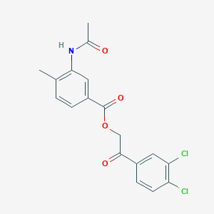 molecular formula C18H15Cl2NO4 B338857 2-(3,4-Dichlorophenyl)-2-oxoethyl 3-(acetylamino)-4-methylbenzoate 