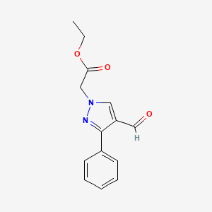 molecular formula C14H14N2O3 B3388697 ethyl 2-(4-formyl-3-phenyl-1H-pyrazol-1-yl)acetate CAS No. 887408-01-7