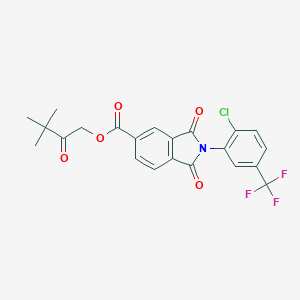 molecular formula C22H17ClF3NO5 B338870 3,3-Dimethyl-2-oxobutyl 2-[2-chloro-5-(trifluoromethyl)phenyl]-1,3-dioxo-5-isoindolinecarboxylate 