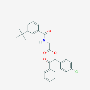 molecular formula C31H34ClNO4 B338875 1-(4-Chlorophenyl)-2-oxo-2-phenylethyl [(3,5-ditert-butylbenzoyl)amino]acetate 
