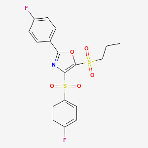 4-(4-Fluorobenzenesulfonyl)-2-(4-fluorophenyl)-5-(propane-1-sulfonyl)-1,3-oxazole