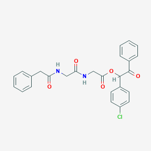 molecular formula C26H23ClN2O5 B338877 [1-(4-Chlorophenyl)-2-oxo-2-phenylethyl] 2-[[2-[(2-phenylacetyl)amino]acetyl]amino]acetate 