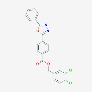 molecular formula C22H14Cl2N2O3 B338890 3,4-Dichlorobenzyl 4-(5-phenyl-1,3,4-oxadiazol-2-yl)benzoate 