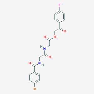 molecular formula C19H16BrFN2O5 B338898 2-(4-Fluorophenyl)-2-oxoethyl ({[(4-bromobenzoyl)amino]acetyl}amino)acetate 