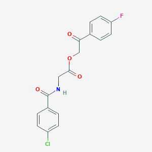 molecular formula C17H13ClFNO4 B338901 2-(4-Fluorophenyl)-2-oxoethyl [(4-chlorobenzoyl)amino]acetate 