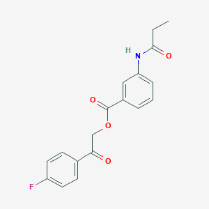 molecular formula C18H16FNO4 B338910 2-(4-Fluorophenyl)-2-oxoethyl 3-(propanoylamino)benzoate 