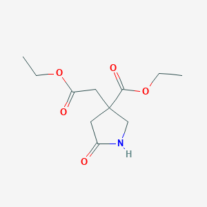 molecular formula C11H17NO5 B3389112 Ethyl 3-(2-ethoxy-2-oxoethyl)-5-oxopyrrolidine-3-carboxylate CAS No. 91189-23-0