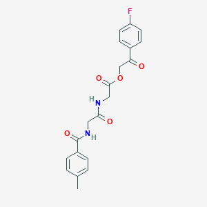 molecular formula C20H19FN2O5 B338912 2-(4-Fluorophenyl)-2-oxoethyl ({[(4-methylbenzoyl)amino]acetyl}amino)acetate 