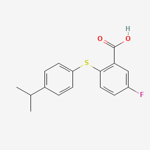 molecular formula C16H15FO2S B3389144 5-Fluoro-2-(4-propan-2-ylphenyl)sulfanylbenzoic acid CAS No. 91527-94-5