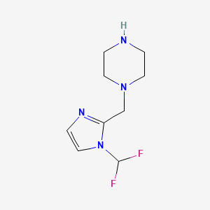 molecular formula C9H14F2N4 B3389278 1-{[1-(difluoromethyl)-1H-imidazol-2-yl]methyl}piperazine CAS No. 923233-19-6