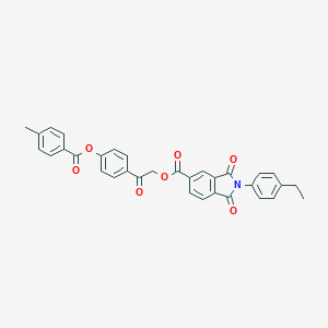 molecular formula C33H25NO7 B338933 2-{4-[(4-Methylbenzoyl)oxy]phenyl}-2-oxoethyl 2-(4-ethylphenyl)-1,3-dioxo-5-isoindolinecarboxylate 