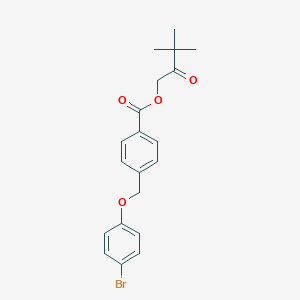 molecular formula C20H21BrO4 B338948 3,3-Dimethyl-2-oxobutyl 4-[(4-bromophenoxy)methyl]benzoate 