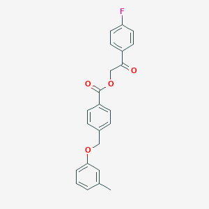 molecular formula C23H19FO4 B338962 2-(4-Fluorophenyl)-2-oxoethyl 4-[(3-methylphenoxy)methyl]benzoate 
