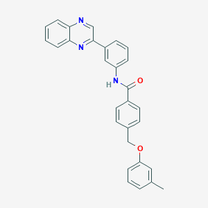 4-[(3-methylphenoxy)methyl]-N-[3-(2-quinoxalinyl)phenyl]benzamide