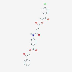 molecular formula C28H24ClNO7 B338970 2-Oxo-2-phenylethyl 4-({4-[2-(4-chlorophenyl)-1-methyl-2-oxoethoxy]-4-oxobutanoyl}amino)benzoate 