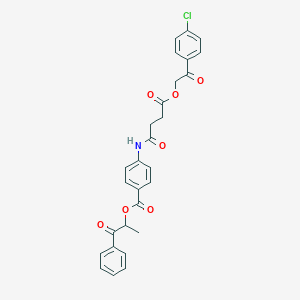 molecular formula C28H24ClNO7 B338971 1-Methyl-2-oxo-2-phenylethyl 4-({4-[2-(4-chlorophenyl)-2-oxoethoxy]-4-oxobutanoyl}amino)benzoate 
