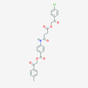 molecular formula C28H24ClNO7 B338972 2-(4-Methylphenyl)-2-oxoethyl 4-({4-[2-(4-chlorophenyl)-2-oxoethoxy]-4-oxobutanoyl}amino)benzoate 