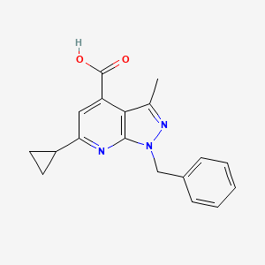 molecular formula C18H17N3O2 B3389745 1-benzyl-6-cyclopropyl-3-methyl-1H-pyrazolo[3,4-b]pyridine-4-carboxylic acid CAS No. 937598-78-2