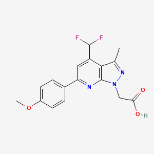 molecular formula C17H15F2N3O3 B3389753 2-(4-(Difluoromethyl)-6-(4-methoxyphenyl)-3-methyl-1H-pyrazolo[3,4-b]pyridin-1-yl)acetic acid CAS No. 937607-18-6