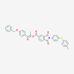 molecular formula C38H29NO6S B338978 2-[4-(Benzyloxy)phenyl]-1-methyl-2-oxoethyl 2-{4-[(4-methylphenyl)sulfanyl]phenyl}-1,3-dioxo-5-isoindolinecarboxylate 