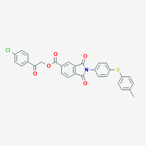 2-(4-Chlorophenyl)-2-oxoethyl 2-{4-[(4-methylphenyl)sulfanyl]phenyl}-1,3-dioxo-5-isoindolinecarboxylate