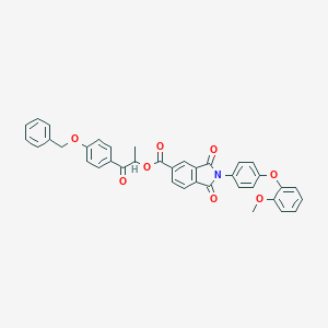 molecular formula C38H29NO8 B338980 2-[4-(Benzyloxy)phenyl]-1-methyl-2-oxoethyl 2-[4-(2-methoxyphenoxy)phenyl]-1,3-dioxo-5-isoindolinecarboxylate 