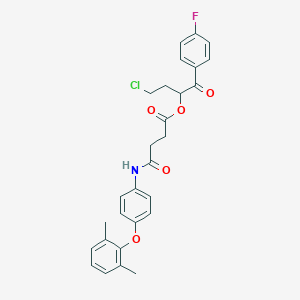 molecular formula C28H27ClFNO5 B338981 3-Chloro-1-(4-fluorobenzoyl)propyl 4-[4-(2,6-dimethylphenoxy)anilino]-4-oxobutanoate 