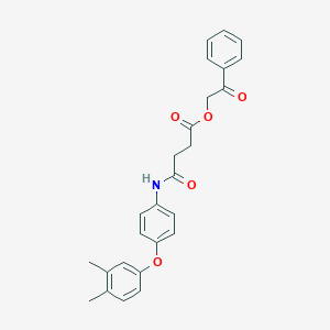 molecular formula C26H25NO5 B338985 2-Oxo-2-phenylethyl 4-[4-(3,4-dimethylphenoxy)anilino]-4-oxobutanoate 