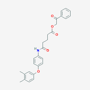 molecular formula C27H27NO5 B338988 2-Oxo-2-phenylethyl 5-[4-(3,4-dimethylphenoxy)anilino]-5-oxopentanoate 
