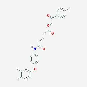 molecular formula C28H29NO5 B338989 2-(4-Methylphenyl)-2-oxoethyl 5-[4-(3,4-dimethylphenoxy)anilino]-5-oxopentanoate 