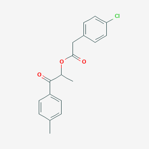 molecular formula C18H17ClO3 B338993 1-(4-Methylphenyl)-1-oxopropan-2-yl (4-chlorophenyl)acetate 